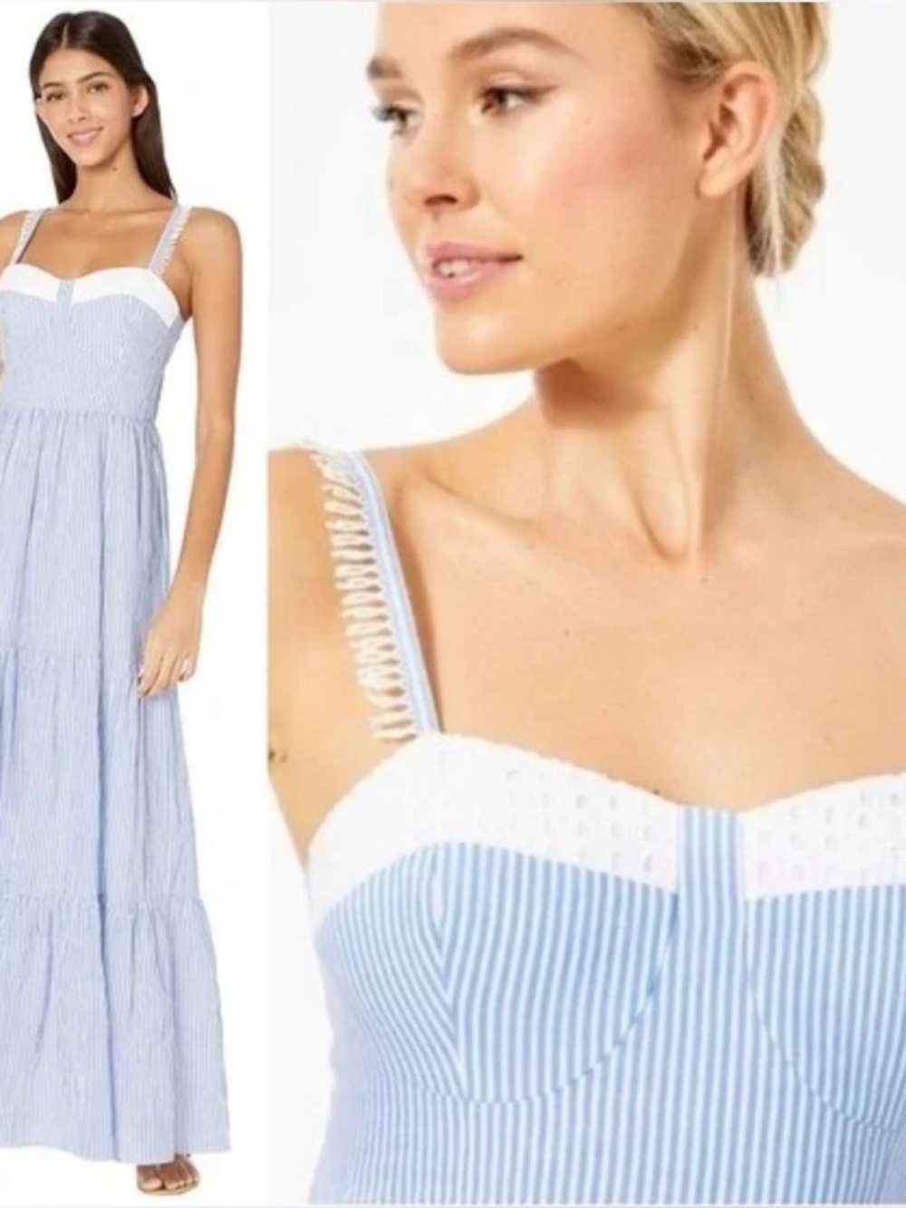 Lilly Pulitzer Blue and White Striped Jasmyn Maxi Dress 6